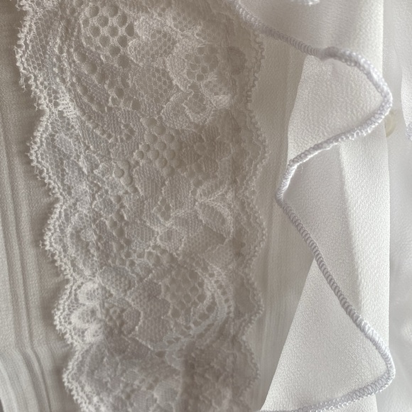 Free People NWT Bad at Love Ruffle & Lace Long Sleeve Button-Up Blouse Medium - Picture 10 of 14